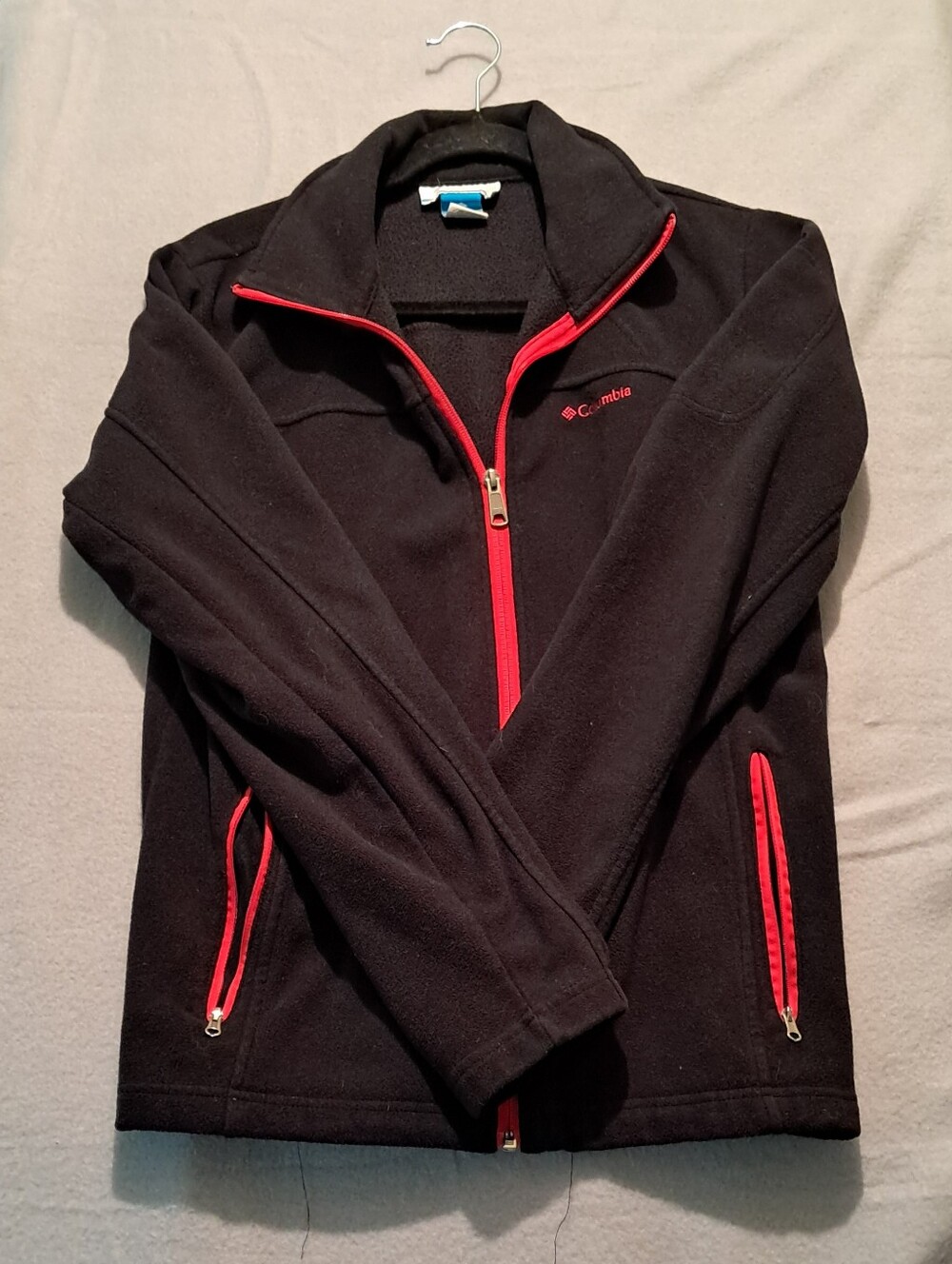 Columbia Black Fleece Jacket with Pink Accents